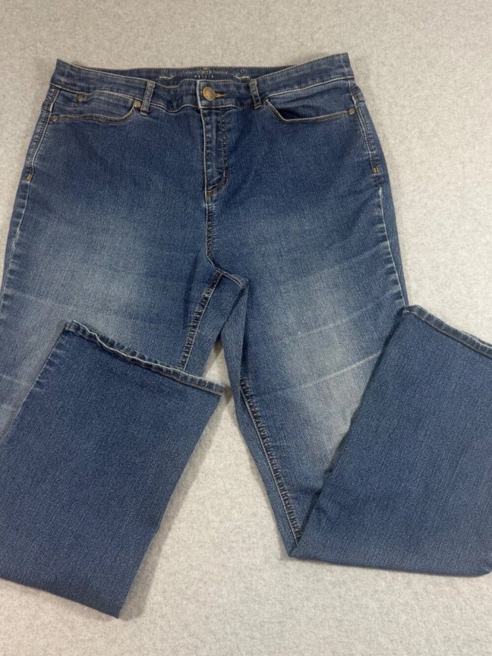 Christopher Banks Womens 12P Petite Classic Fit Straight Leg Blue Jeans
